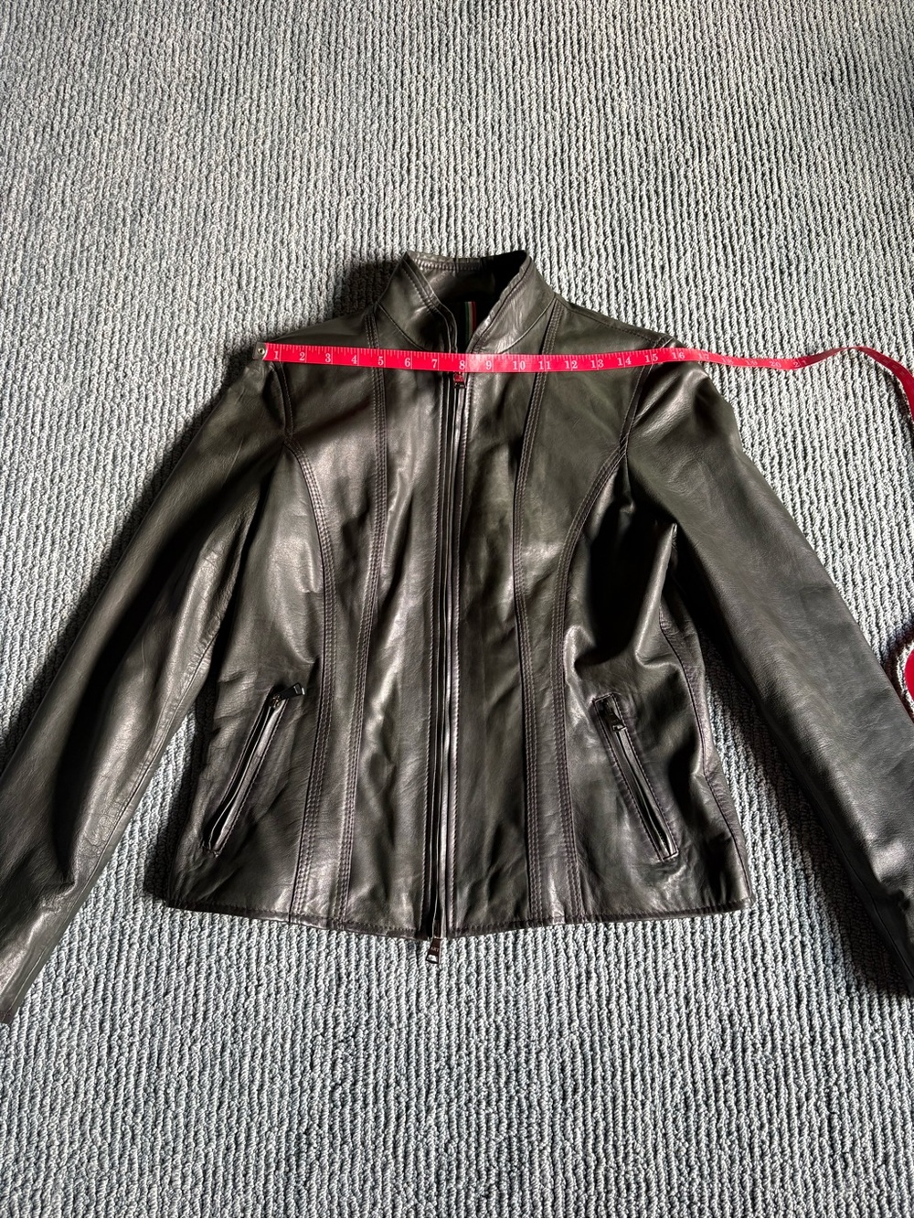 NEW Vera Pella handmade Italian leather jacket deep green small - Picture 7 of 11